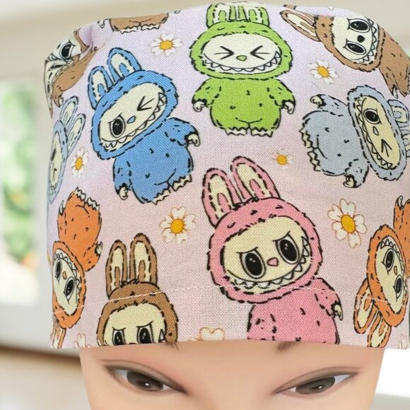Cute Monsters~ Ponytail Scrub Cap, Surgical Hat, OR, CNA, Cap, CRNA, Scrub Cap - Picture 3 of 5